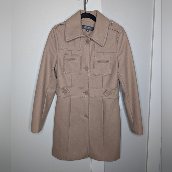 Kenneth Cole Reaction Jackets & Blazers - Kenneth Cole Reaction Wool Blend Y2K Minimalist Structured Classic Tan Coat 6